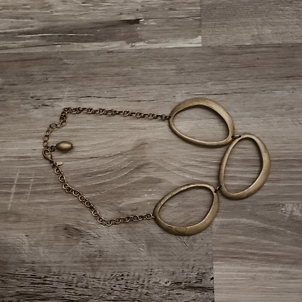 Rivka Friedman Bold Goldtoned Three Open Ovals Statement Necklace
